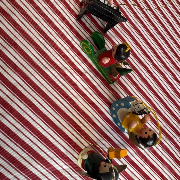 Vintage Handcrafted Wooden Christmas Ornaments Set Of 4 Figurines - Picture 5 of 5